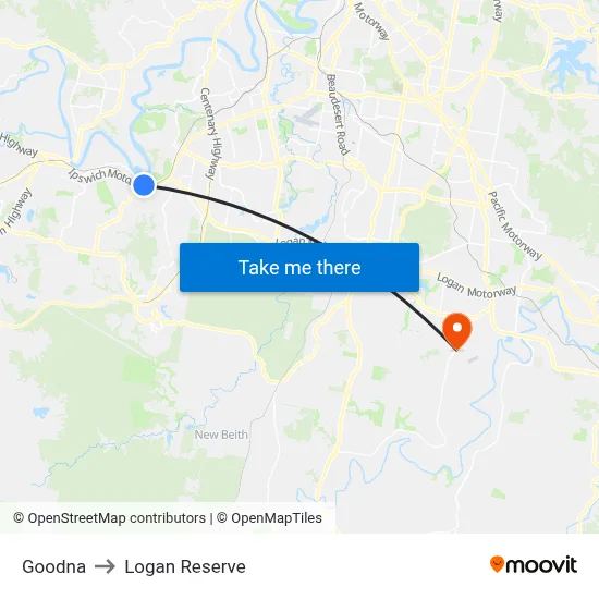 Goodna to Logan Reserve map