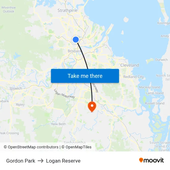 Gordon Park to Logan Reserve map