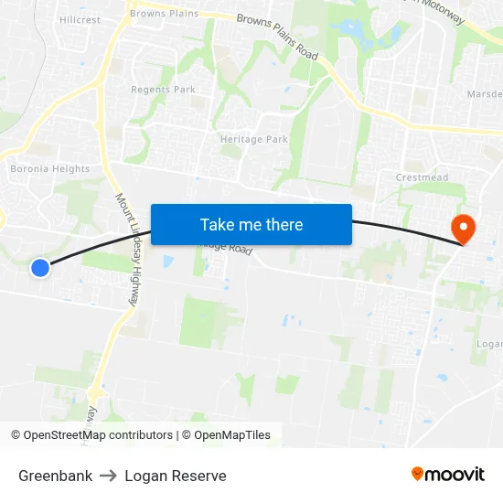 Greenbank to Logan Reserve map