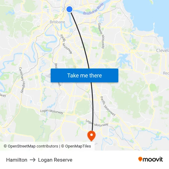 Hamilton to Logan Reserve map