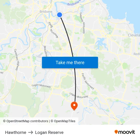Hawthorne to Logan Reserve map