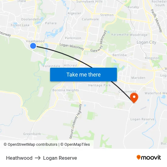 Heathwood to Logan Reserve map