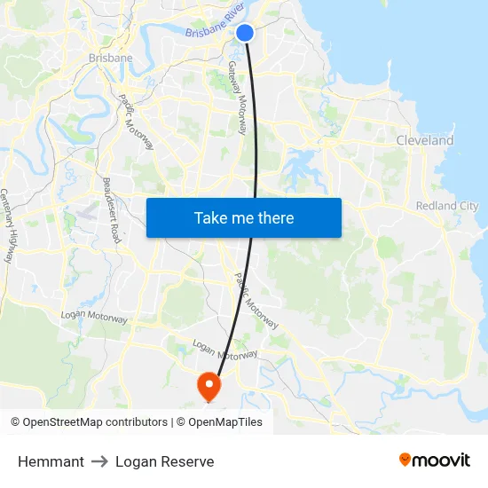Hemmant to Logan Reserve map