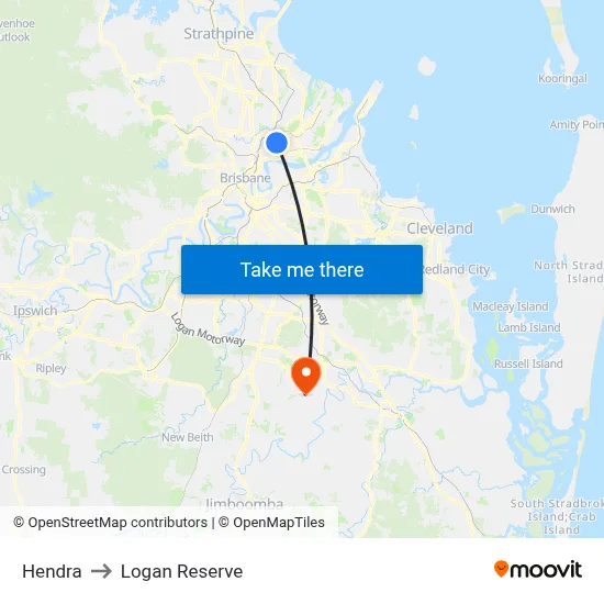 Hendra to Logan Reserve map
