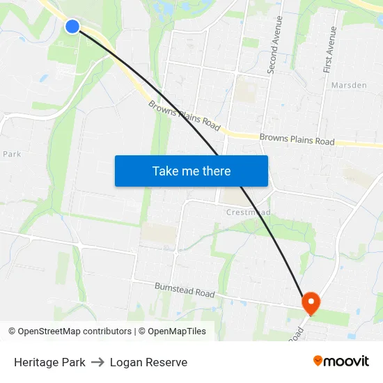 Heritage Park to Logan Reserve map