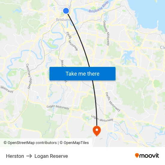 Herston to Logan Reserve map