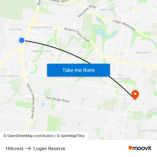 Hillcrest to Logan Reserve map