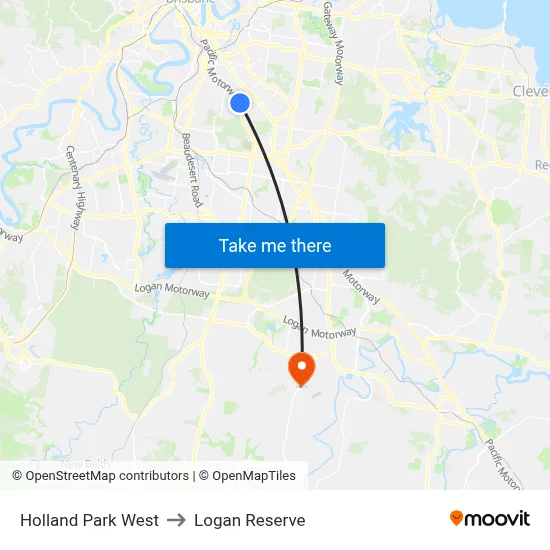Holland Park West to Logan Reserve map