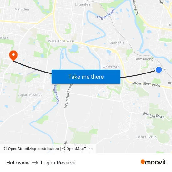 Holmview to Logan Reserve map