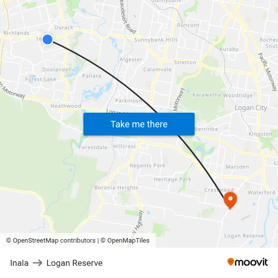 Inala to Logan Reserve map