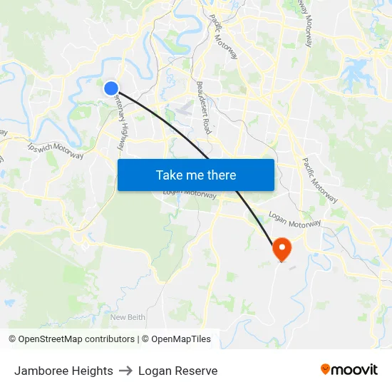 Jamboree Heights to Logan Reserve map
