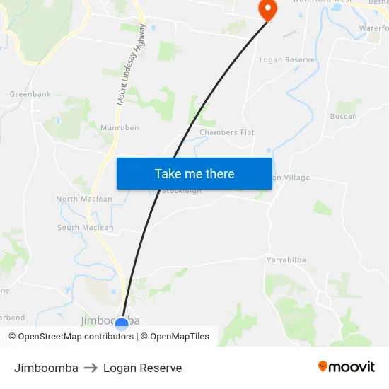 Jimboomba to Logan Reserve map