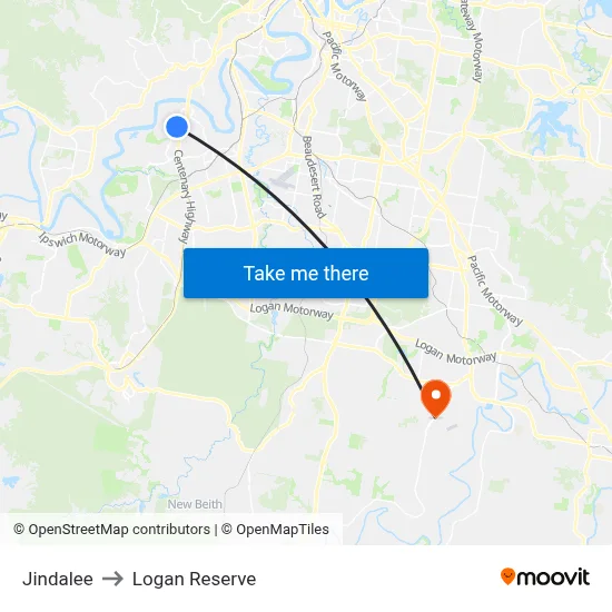 Jindalee to Logan Reserve map