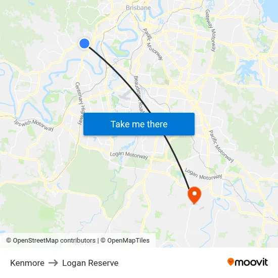 Kenmore to Logan Reserve map