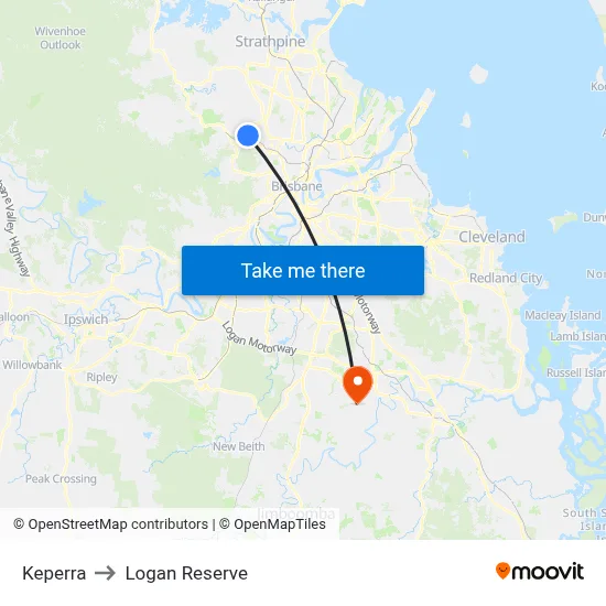 Keperra to Logan Reserve map