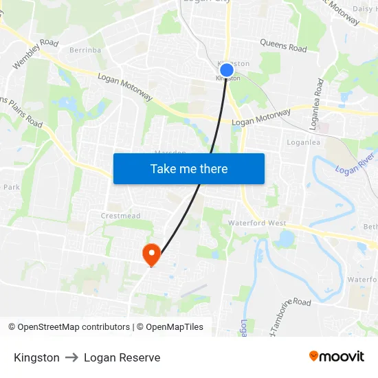Kingston to Logan Reserve map