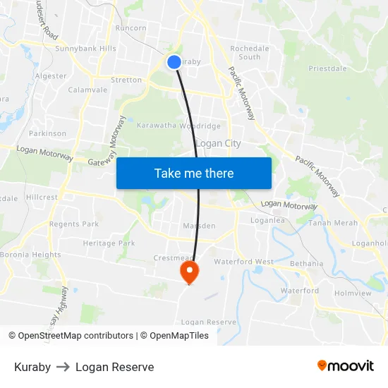 Kuraby to Logan Reserve map