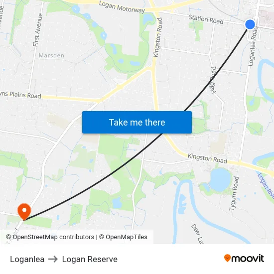 Loganlea to Logan Reserve map