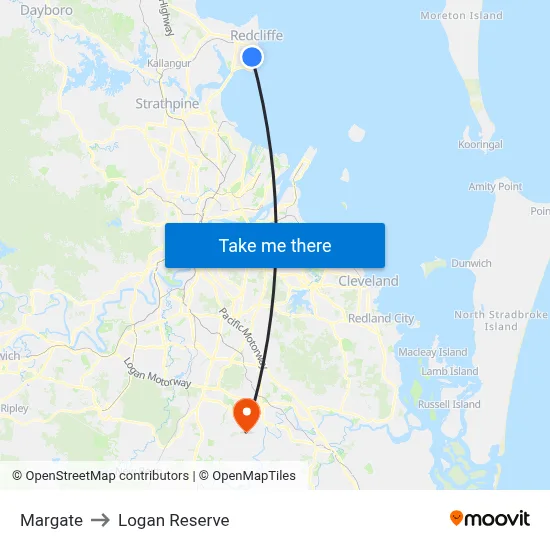 Margate to Logan Reserve map