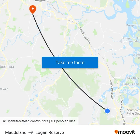 Maudsland to Logan Reserve map