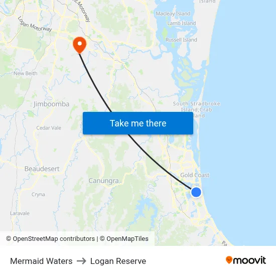 Mermaid Waters to Logan Reserve map
