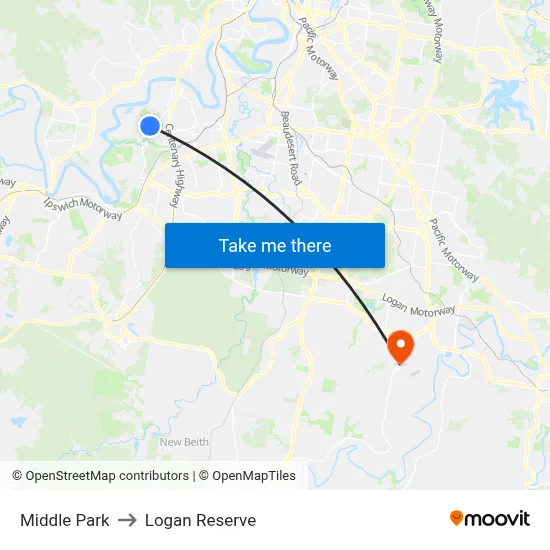 Middle Park to Logan Reserve map
