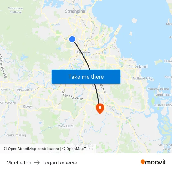 Mitchelton to Logan Reserve map