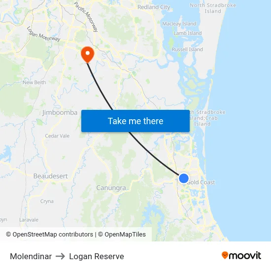 Molendinar to Logan Reserve map
