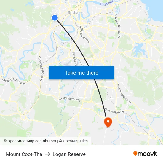 Mount Coot-Tha to Logan Reserve map