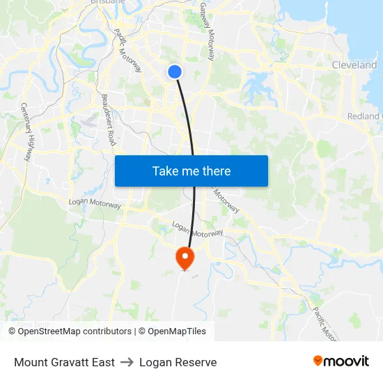 Mount Gravatt East to Logan Reserve map