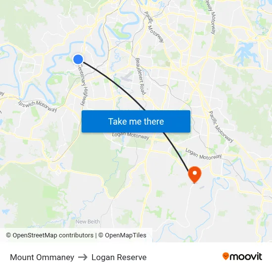 Mount Ommaney to Logan Reserve map