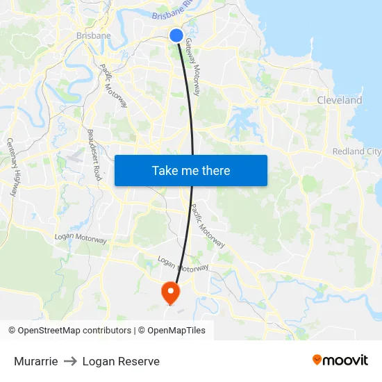Murarrie to Logan Reserve map