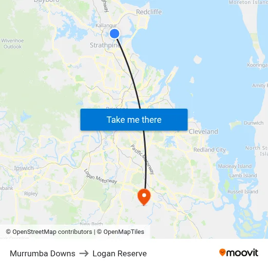 Murrumba Downs to Logan Reserve map