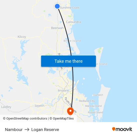 Nambour to Logan Reserve map