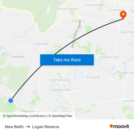 New Beith to Logan Reserve map