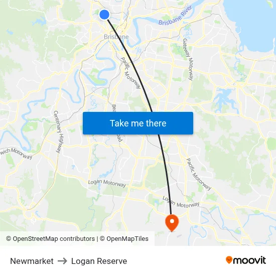 Newmarket to Logan Reserve map