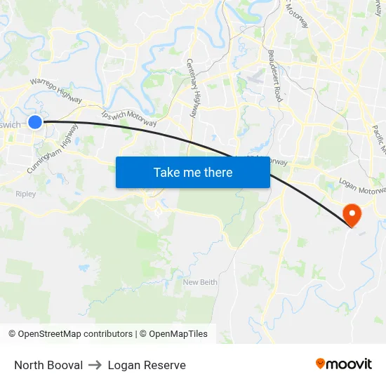 North Booval to Logan Reserve map