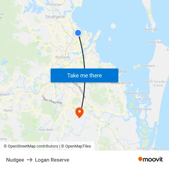 Nudgee to Logan Reserve map