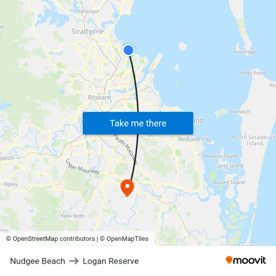 Nudgee Beach to Logan Reserve map