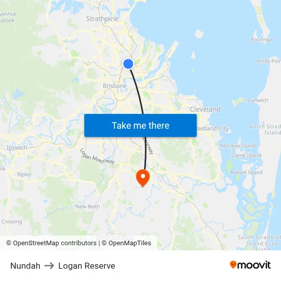 Nundah to Logan Reserve map