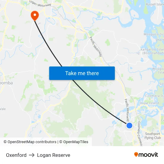 Oxenford to Logan Reserve map