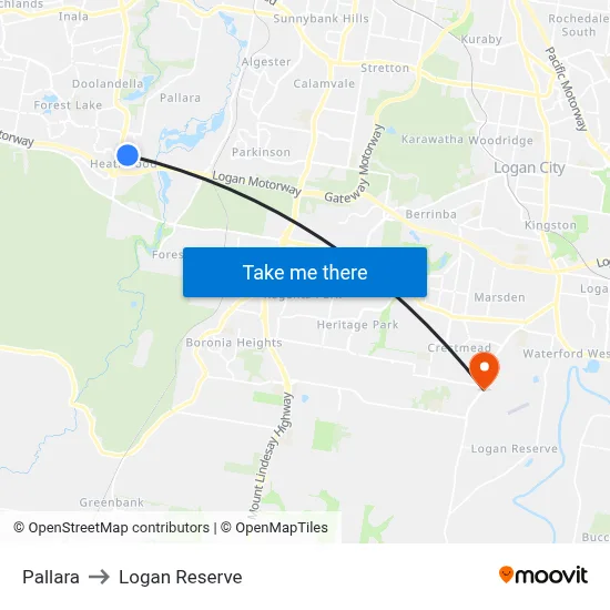 Pallara to Logan Reserve map