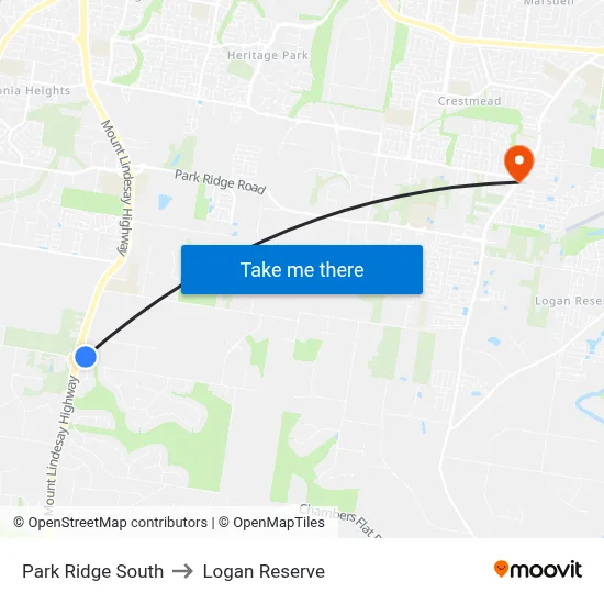 Park Ridge South to Logan Reserve map
