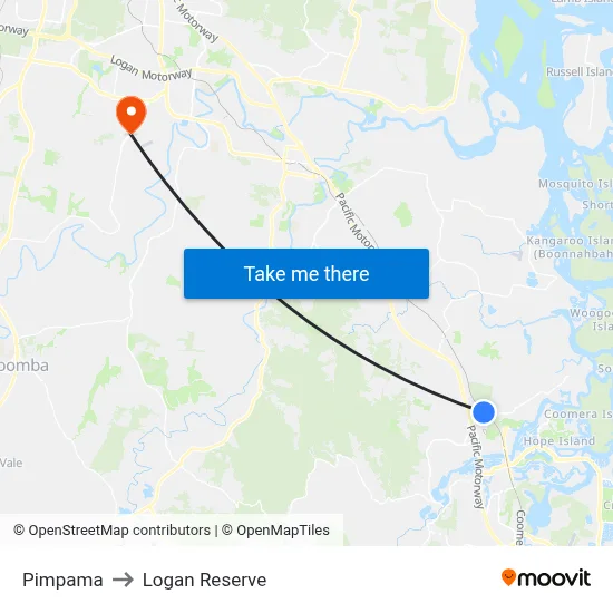 Pimpama to Logan Reserve map