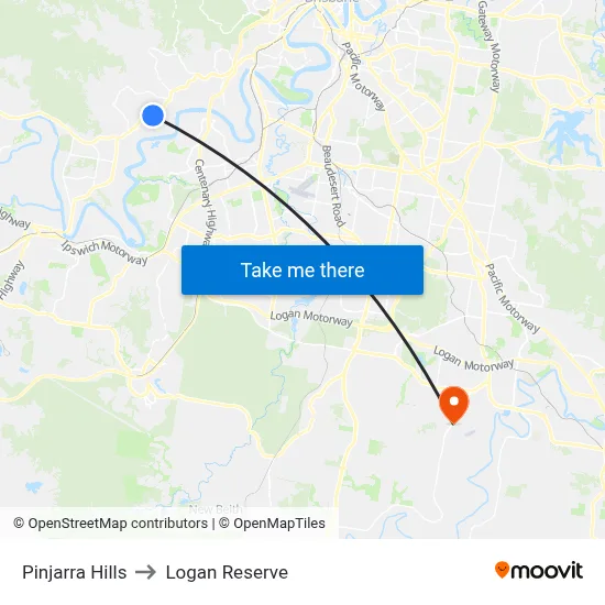 Pinjarra Hills to Logan Reserve map