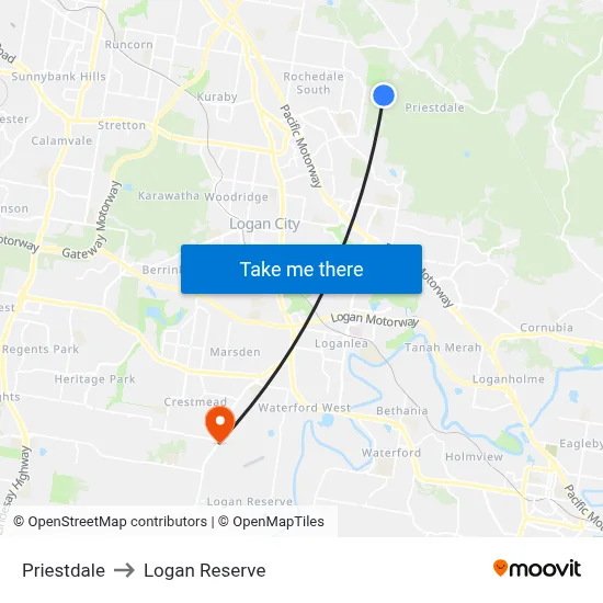 Priestdale to Logan Reserve map
