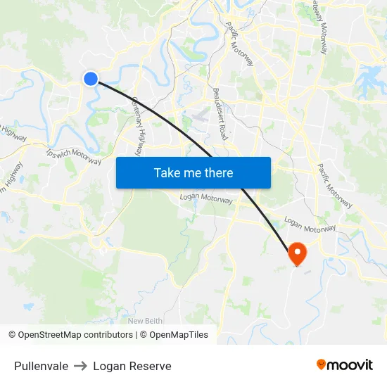 Pullenvale to Logan Reserve map
