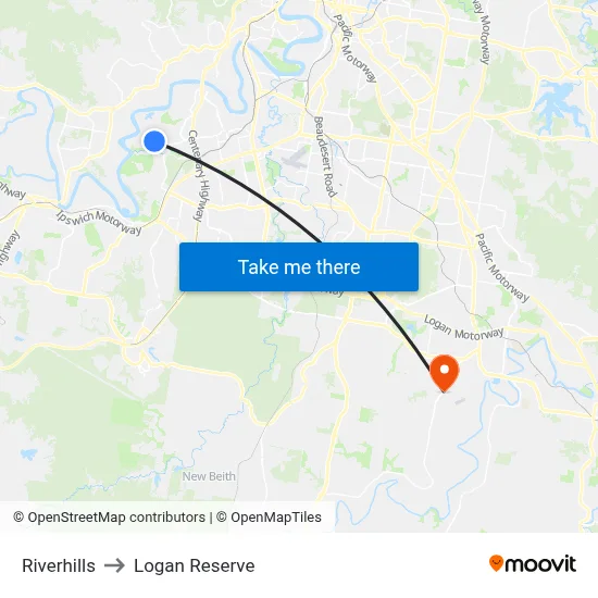 Riverhills to Logan Reserve map