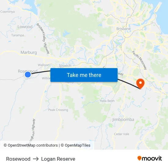 Rosewood to Logan Reserve map