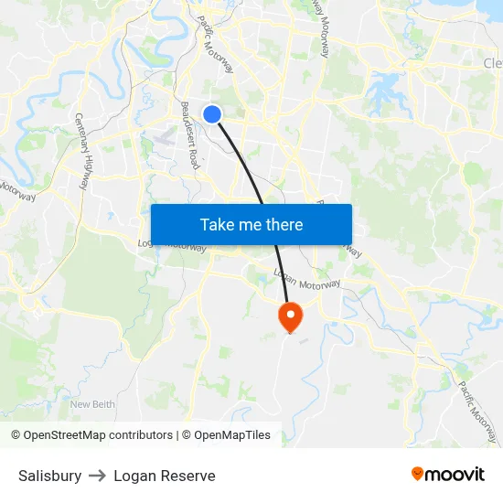 Salisbury to Logan Reserve map